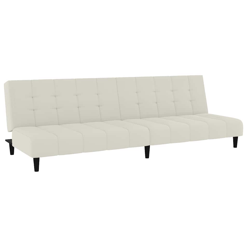 Schlafsofa 2-Sitzer Creme Samt