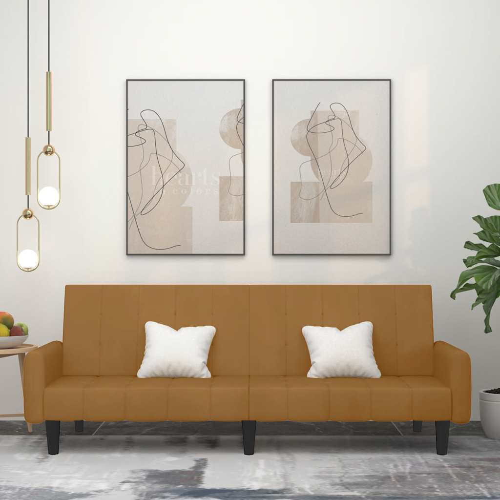 Schlafsofa 2-Sitzer Braun Samt