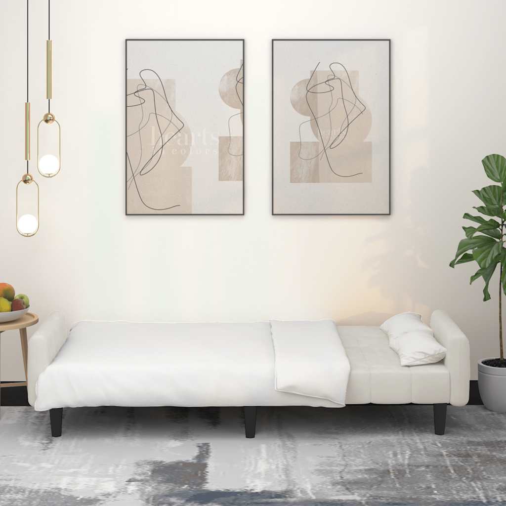 Schlafsofa 2-Sitzer Creme Samt