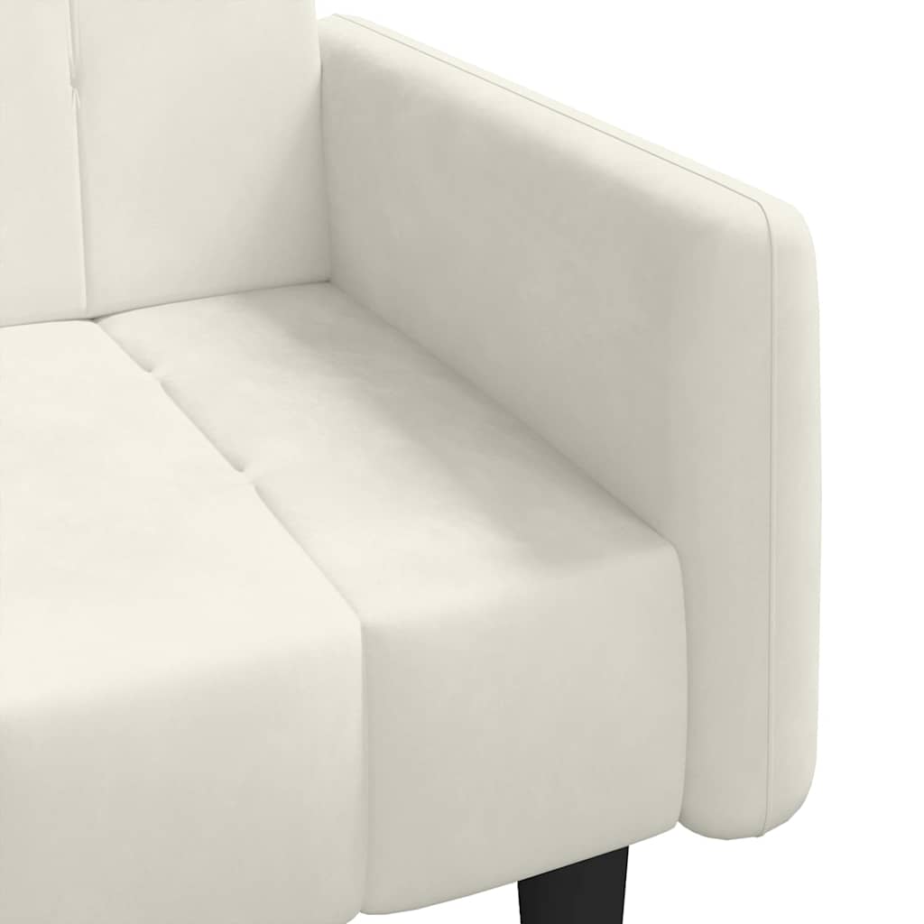 Schlafsofa 2-Sitzer Creme Samt