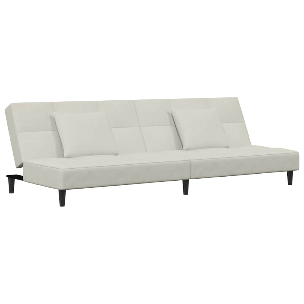 Schlafsofa 2-Sitzer mit 2 Kissen Creme Samt