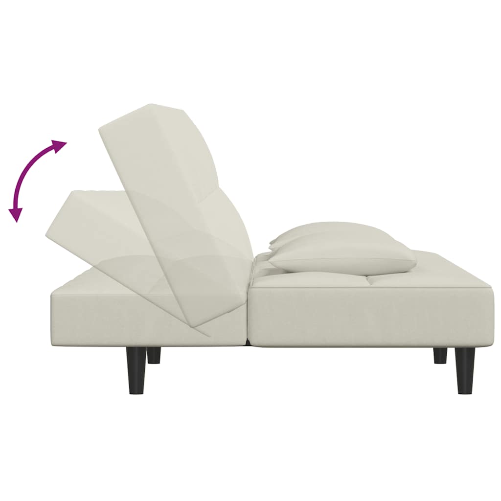 Schlafsofa 2-Sitzer mit 2 Kissen Creme Samt
