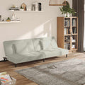 Schlafsofa 2-Sitzer mit 2 Kissen Creme Samt