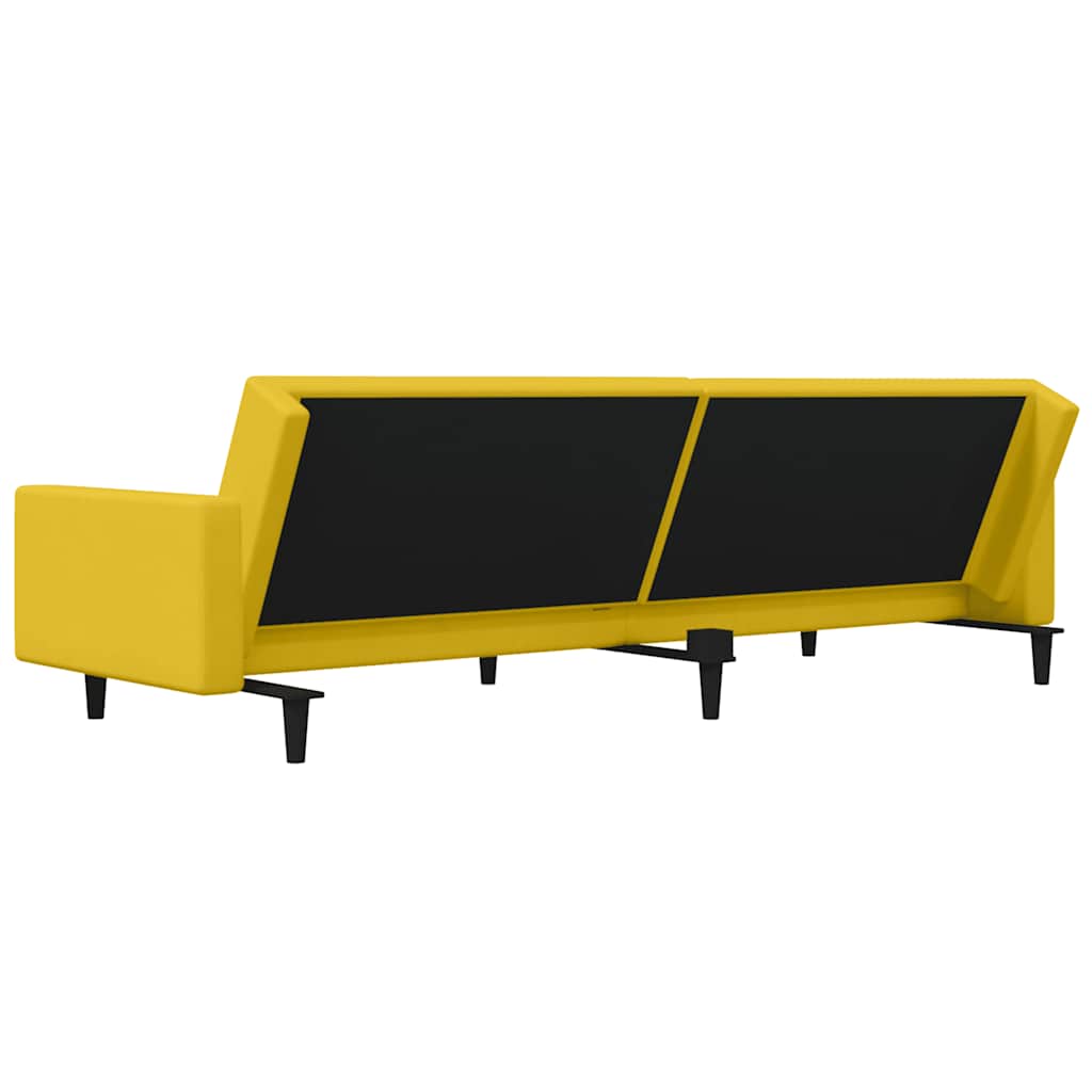 Schlafsofa 2-Sitzer mit 2 Kissen Gelb Samt