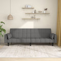 Schlafsofa 2-Sitzer mit 2 Kissen Hellgrau Stoff