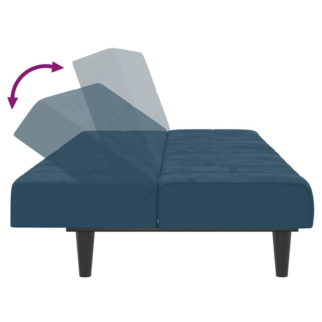 Schlafsofa 2-Sitzer Blau Samt