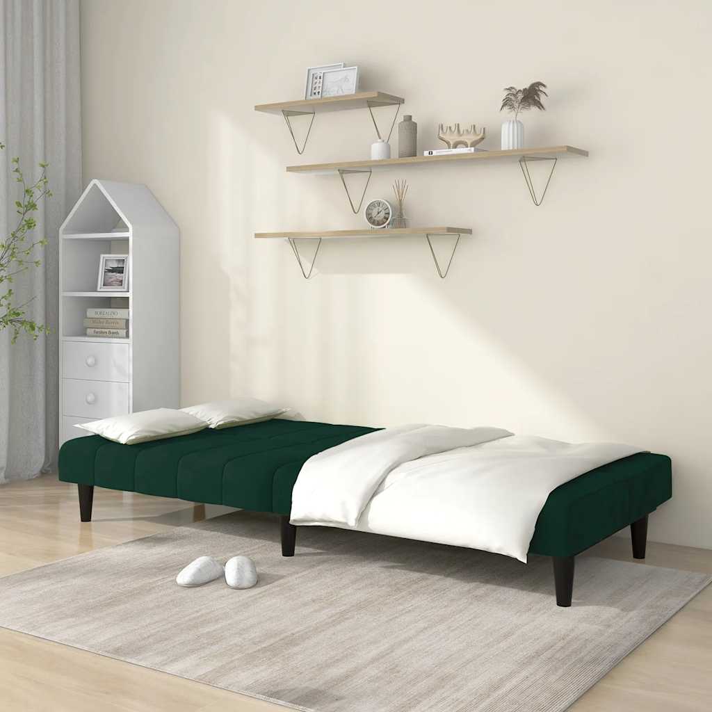 Schlafsofa 2-Sitzer Dunkelgrün Samt