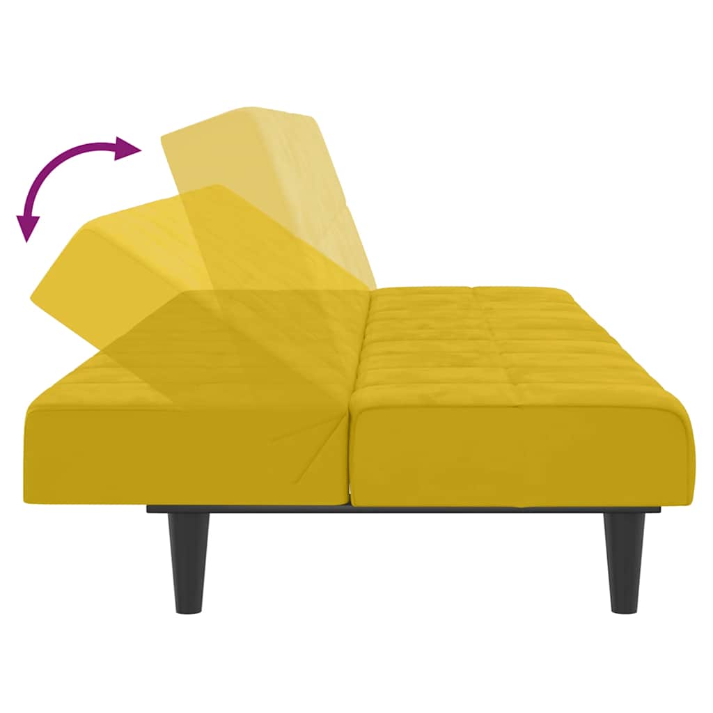 Schlafsofa 2-Sitzer Gelb Samt