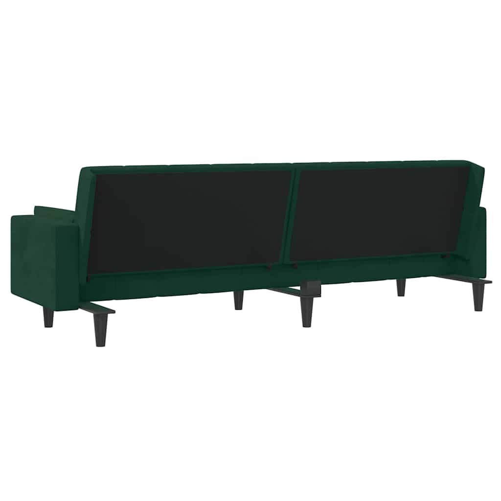 Schlafsofa 2-Sitzer mit 2 Kissen Dunkelgrün Samt