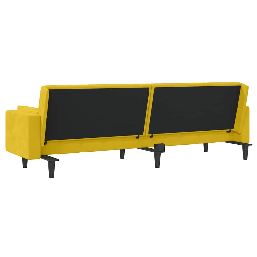 Schlafsofa 2-Sitzer mit 2 Kissen Gelb Samt