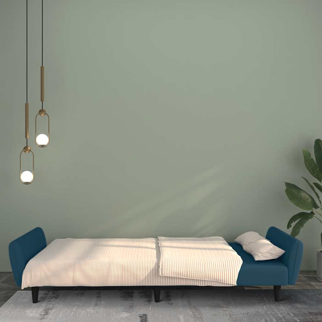 Schlafsofa 2-Sitzer Blau Samt