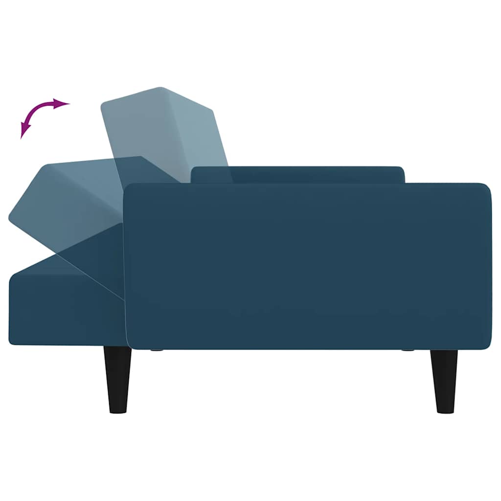 Schlafsofa 2-Sitzer Blau Samt