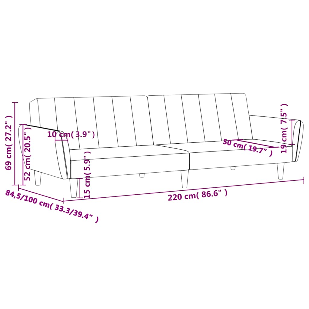 Schlafsofa 2-Sitzer Blau Samt