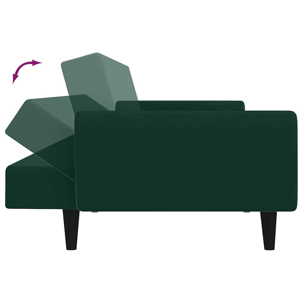 Schlafsofa 2-Sitzer Dunkelgrün Samt