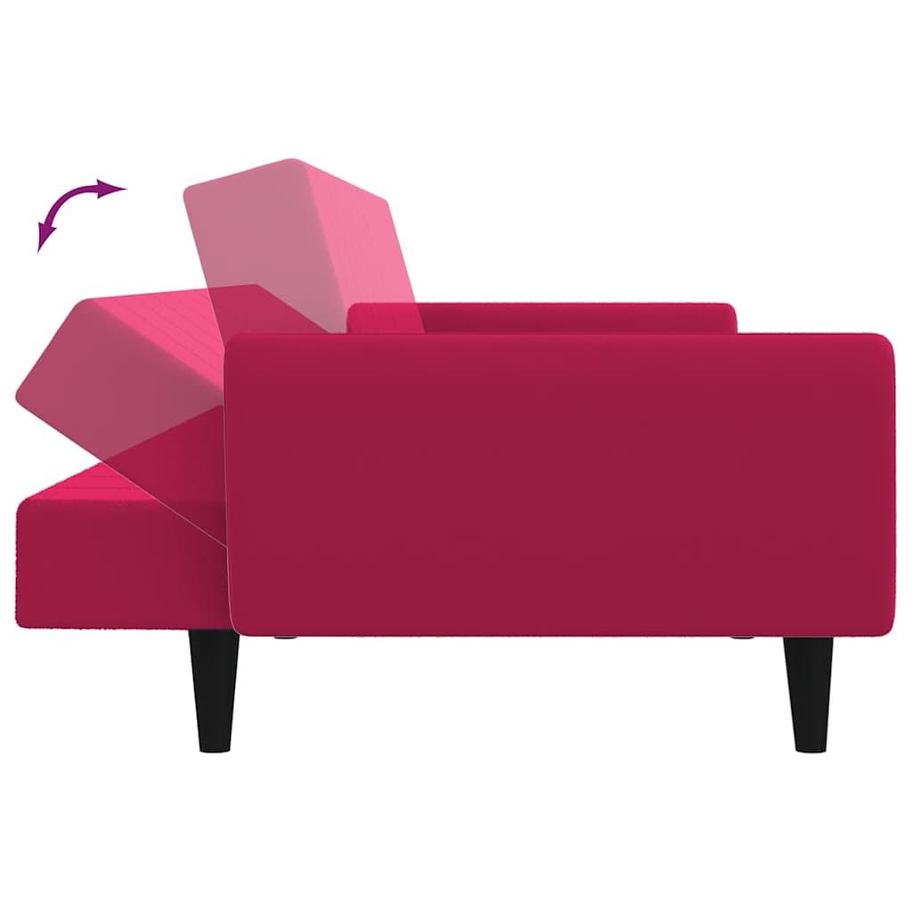 Schlafsofa 2-Sitzer Weinrot Samt