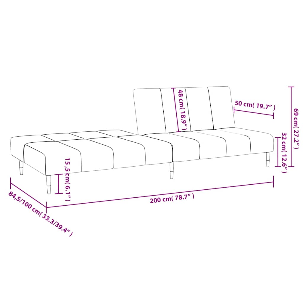 Schlafsofa 2-Sitzer Dunkelgrün Samt