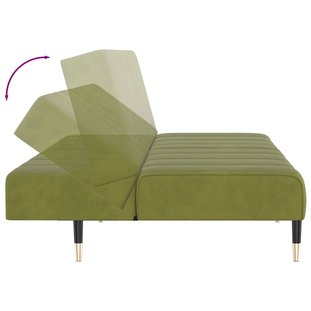 Schlafsofa 2-Sitzer Hellgrün Samt