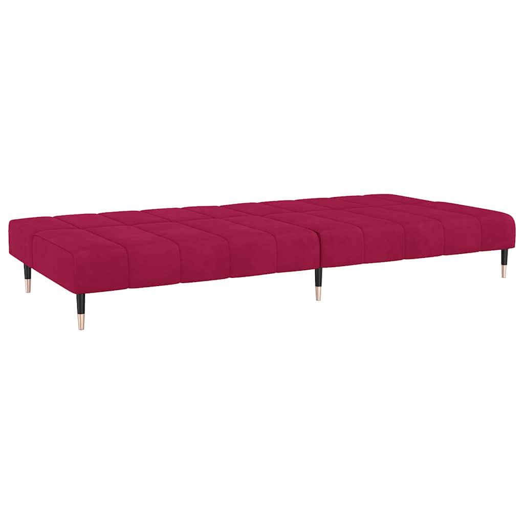 Schlafsofa 2-Sitzer Weinrot Samt