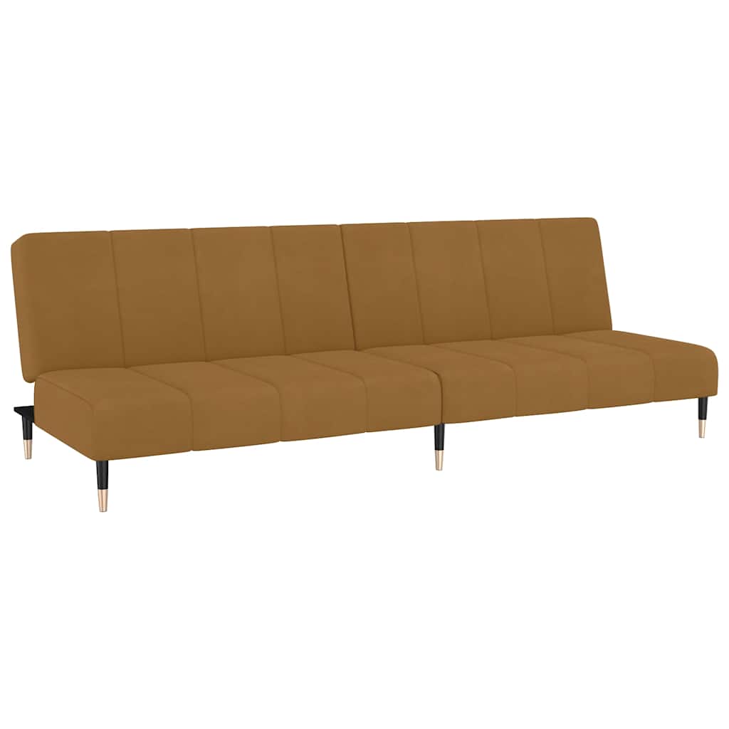 Schlafsofa 2-Sitzer Braun Samt