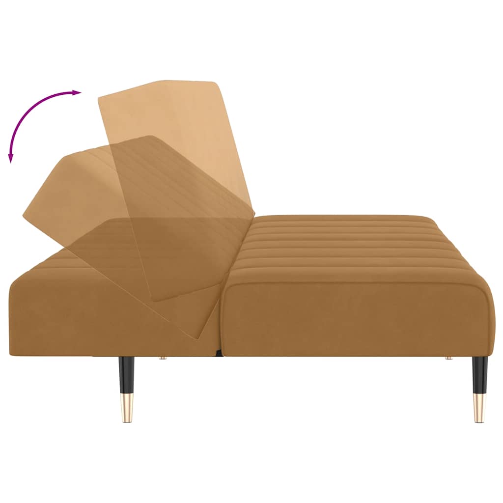 Schlafsofa 2-Sitzer Braun Samt