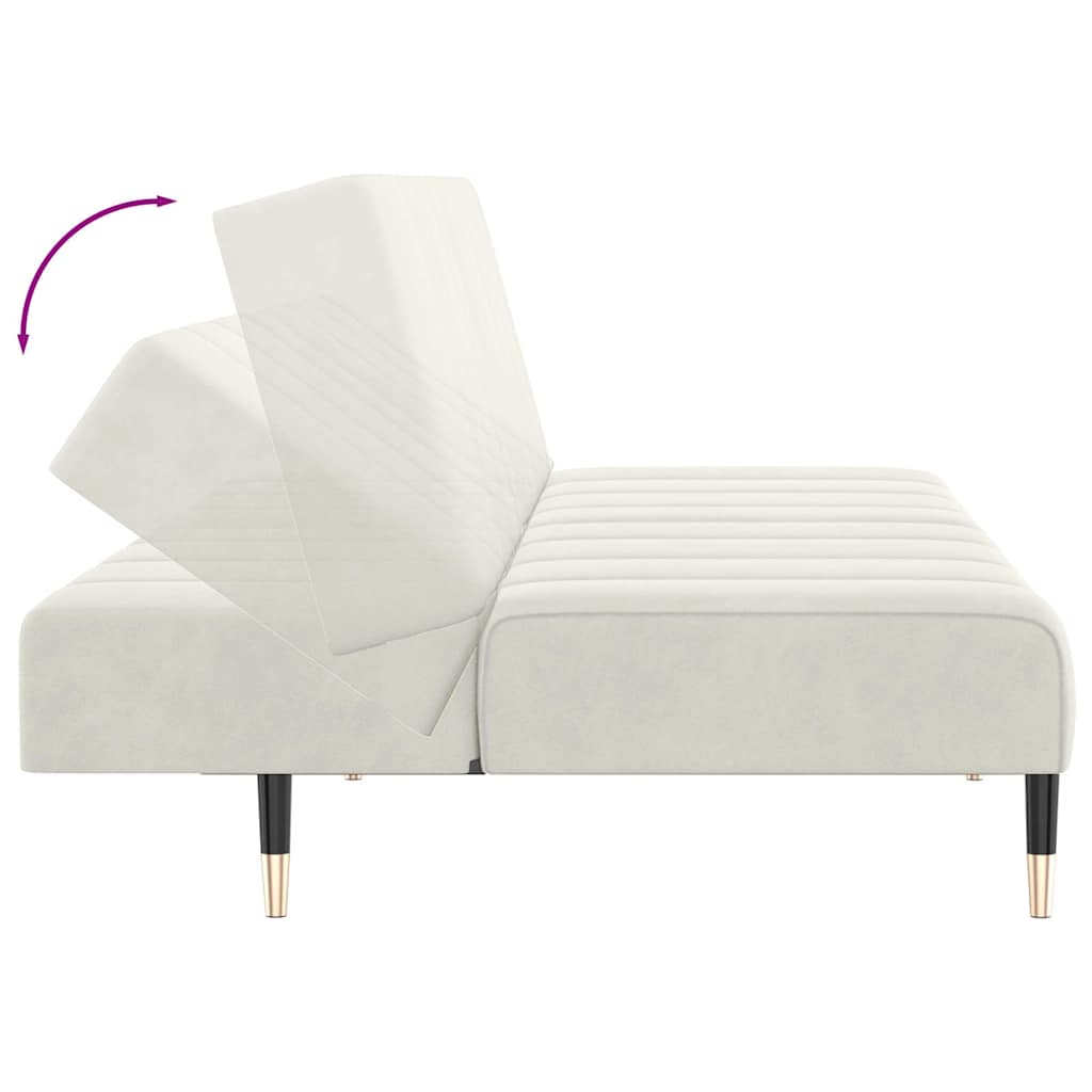Schlafsofa 2-Sitzer Creme Samt