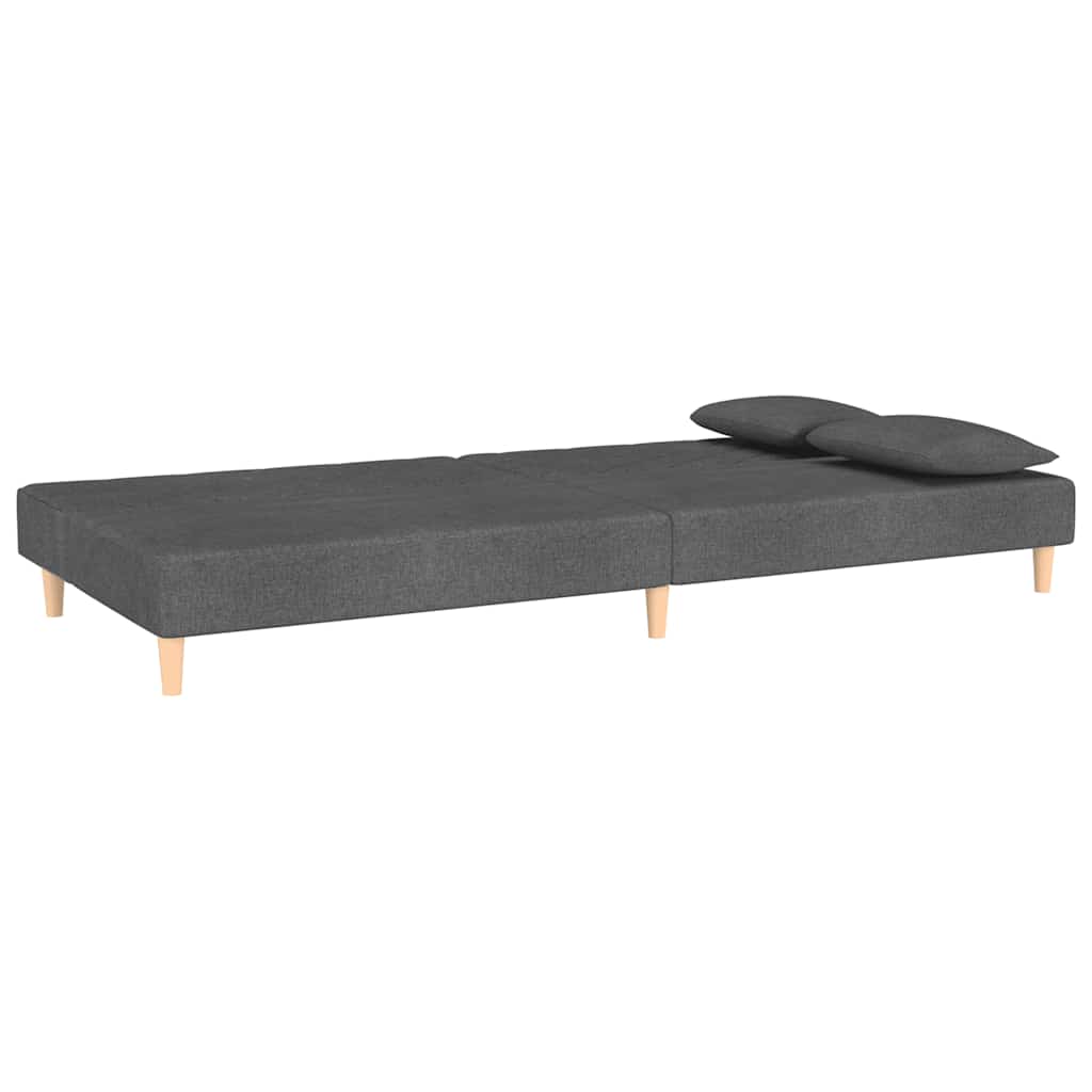Schlafsofa 2-Sitzer mit 2 Kissen Dunkelgrau Stoff