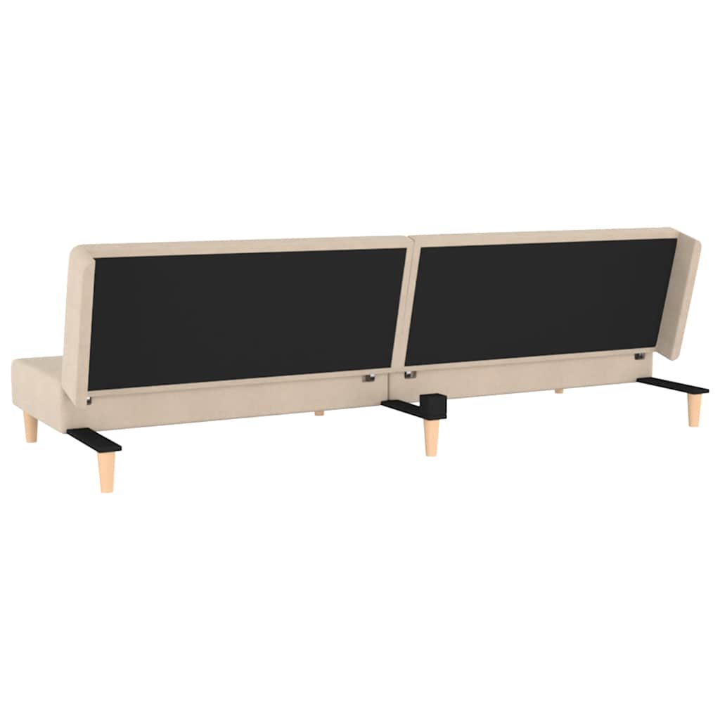 Schlafsofa 2-Sitzer mit 2 Kissen Creme Stoff