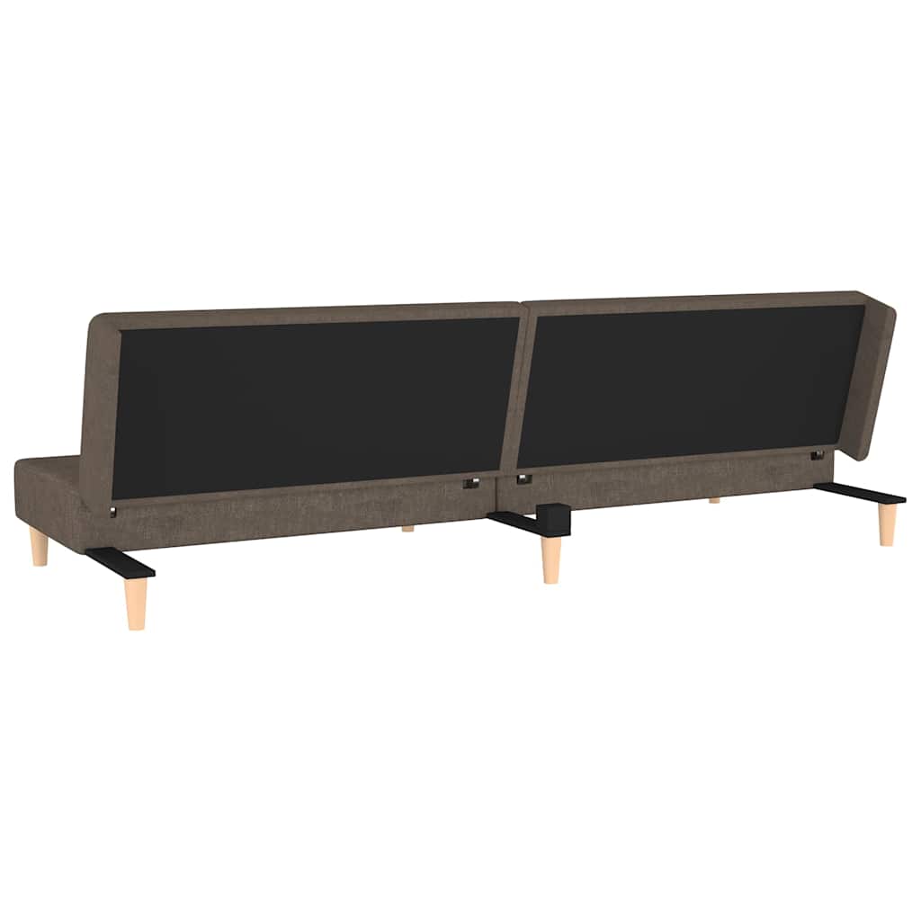 Schlafsofa 2-Sitzer mit 2 Kissen Braun Stoff