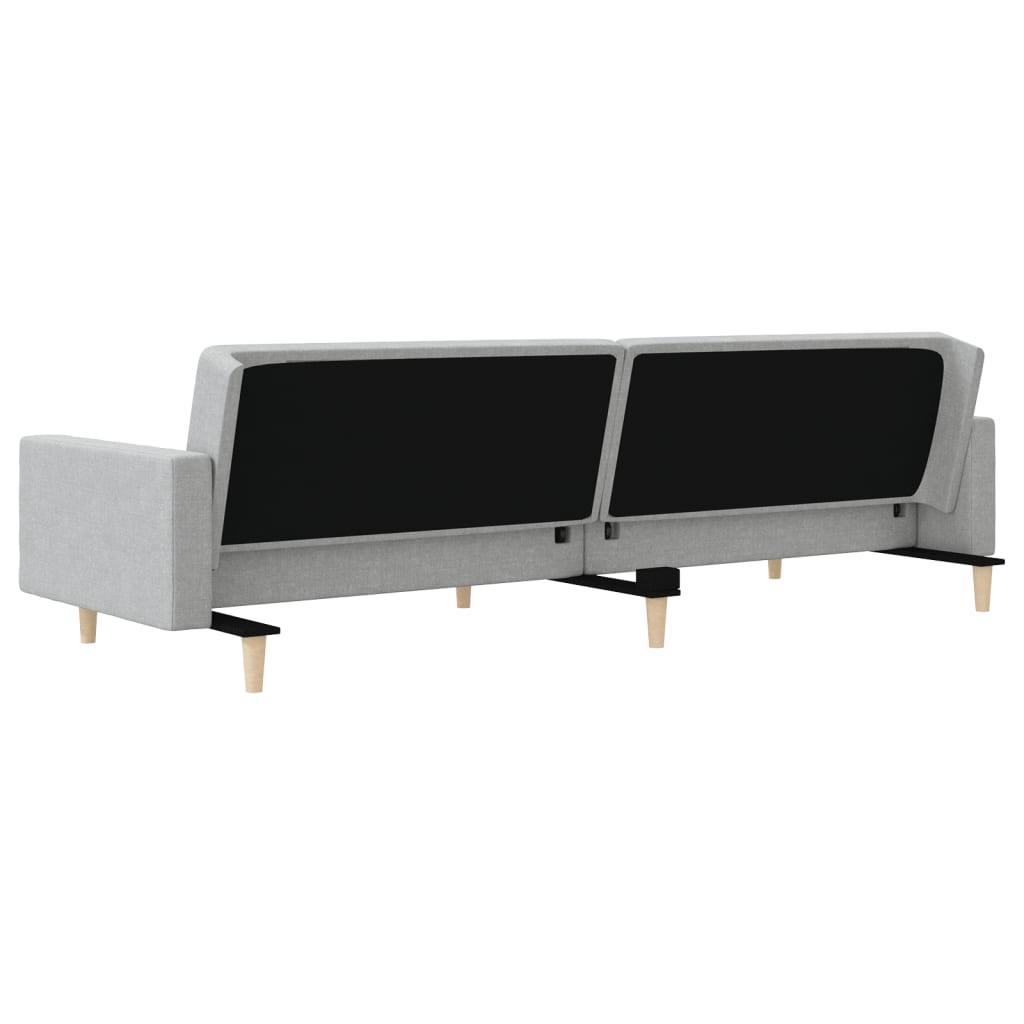 Schlafsofa 2-Sitzer mit 2 Kissen Hellgrau Stoff