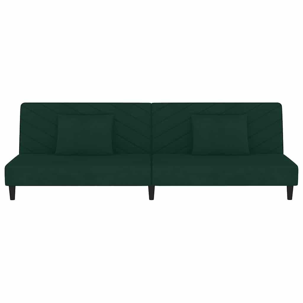 Schlafsofa 2-Sitzer mit 2 Kissen Dunkelgrün Samt