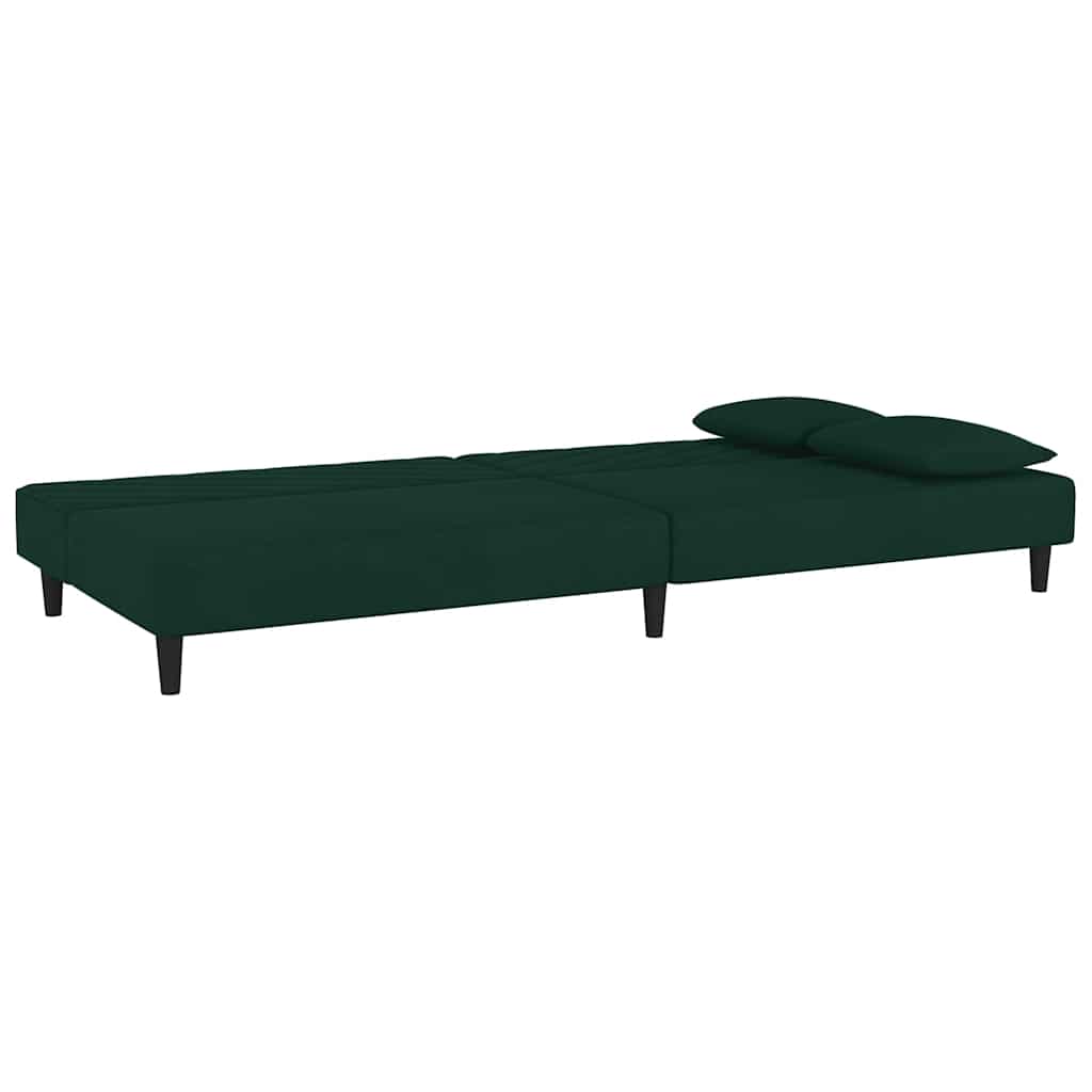 Schlafsofa 2-Sitzer mit 2 Kissen Dunkelgrün Samt