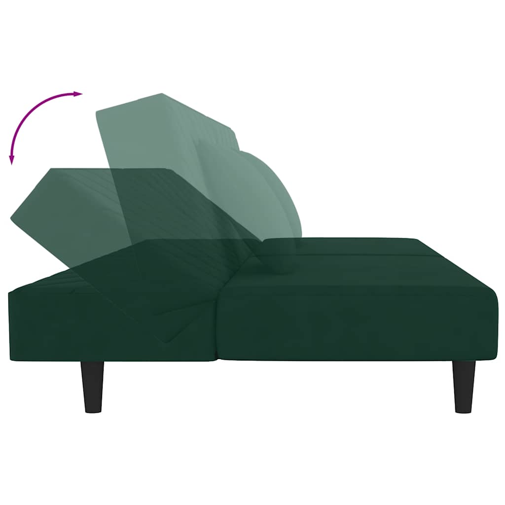 Schlafsofa 2-Sitzer mit 2 Kissen Dunkelgrün Samt