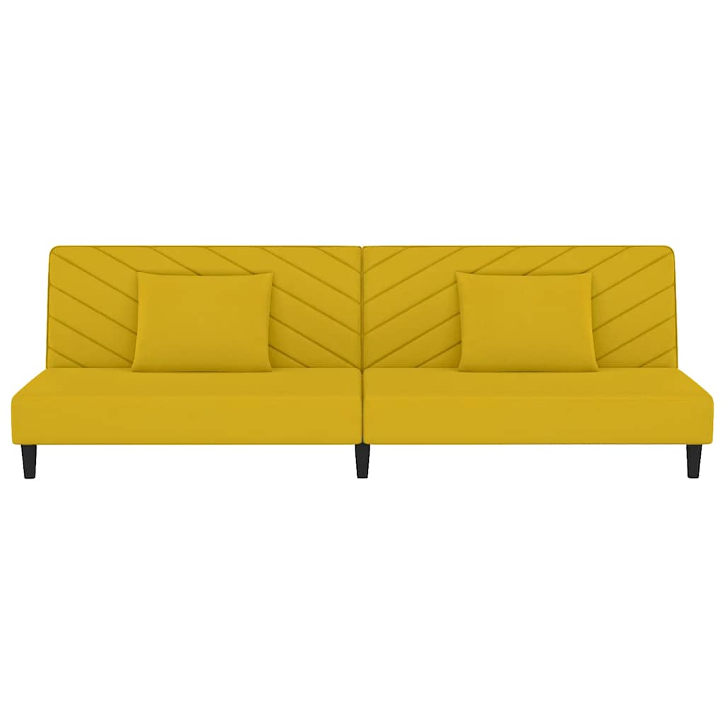 Schlafsofa 2-Sitzer mit 2 Kissen Gelb Samt