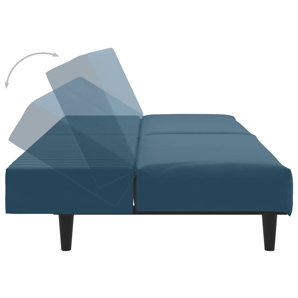 Schlafsofa 2-Sitzer Blau Samt
