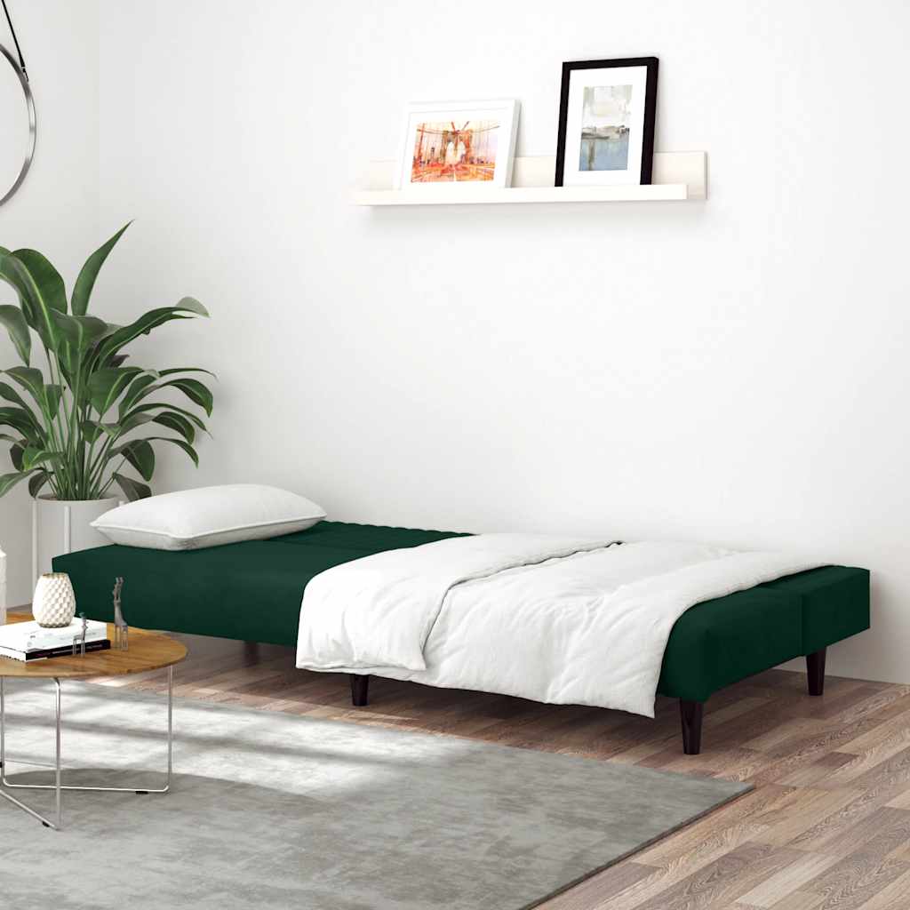 Schlafsofa 2-Sitzer Dunkelgrün Samt