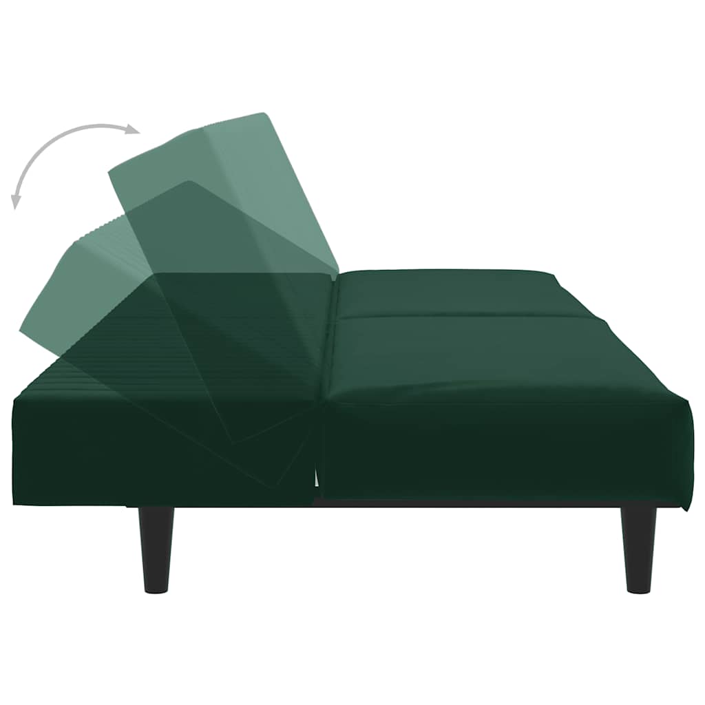 Schlafsofa 2-Sitzer Dunkelgrün Samt
