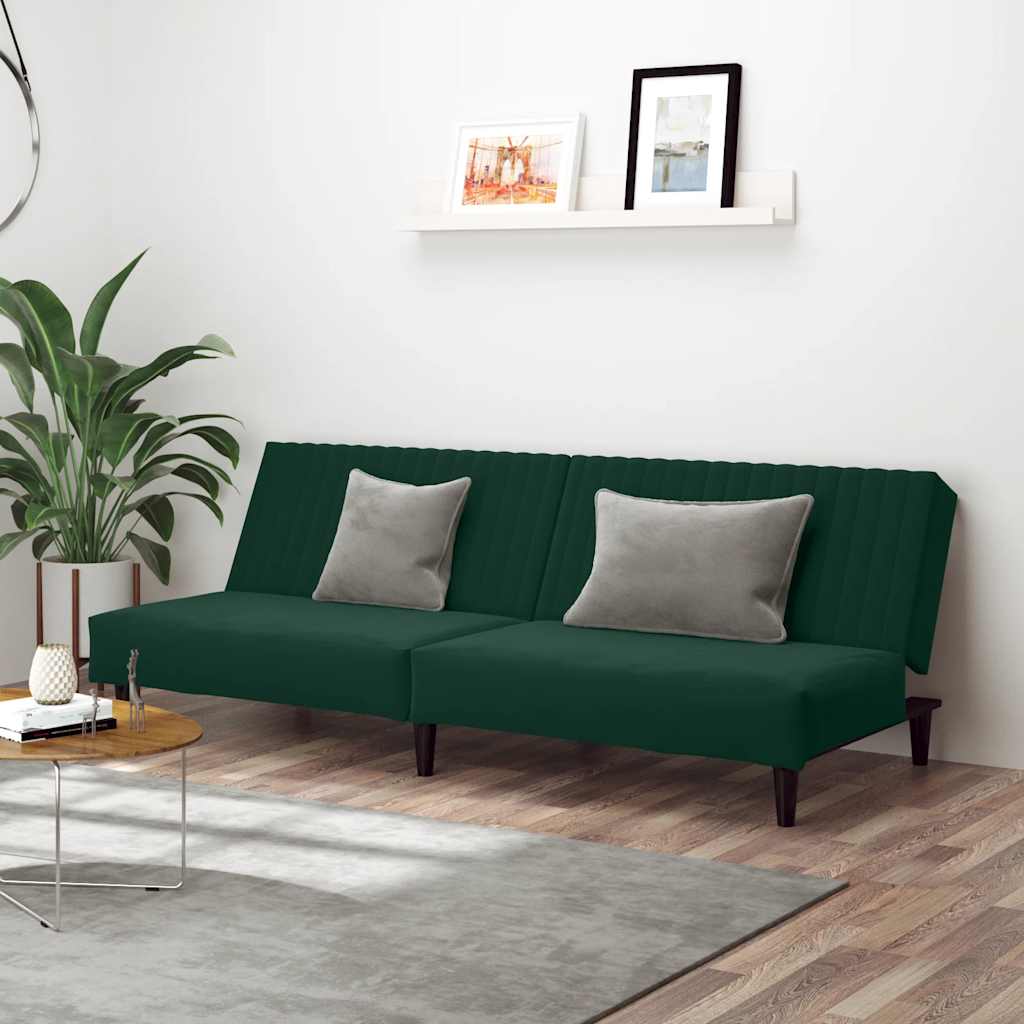Schlafsofa 2-Sitzer Dunkelgrün Samt