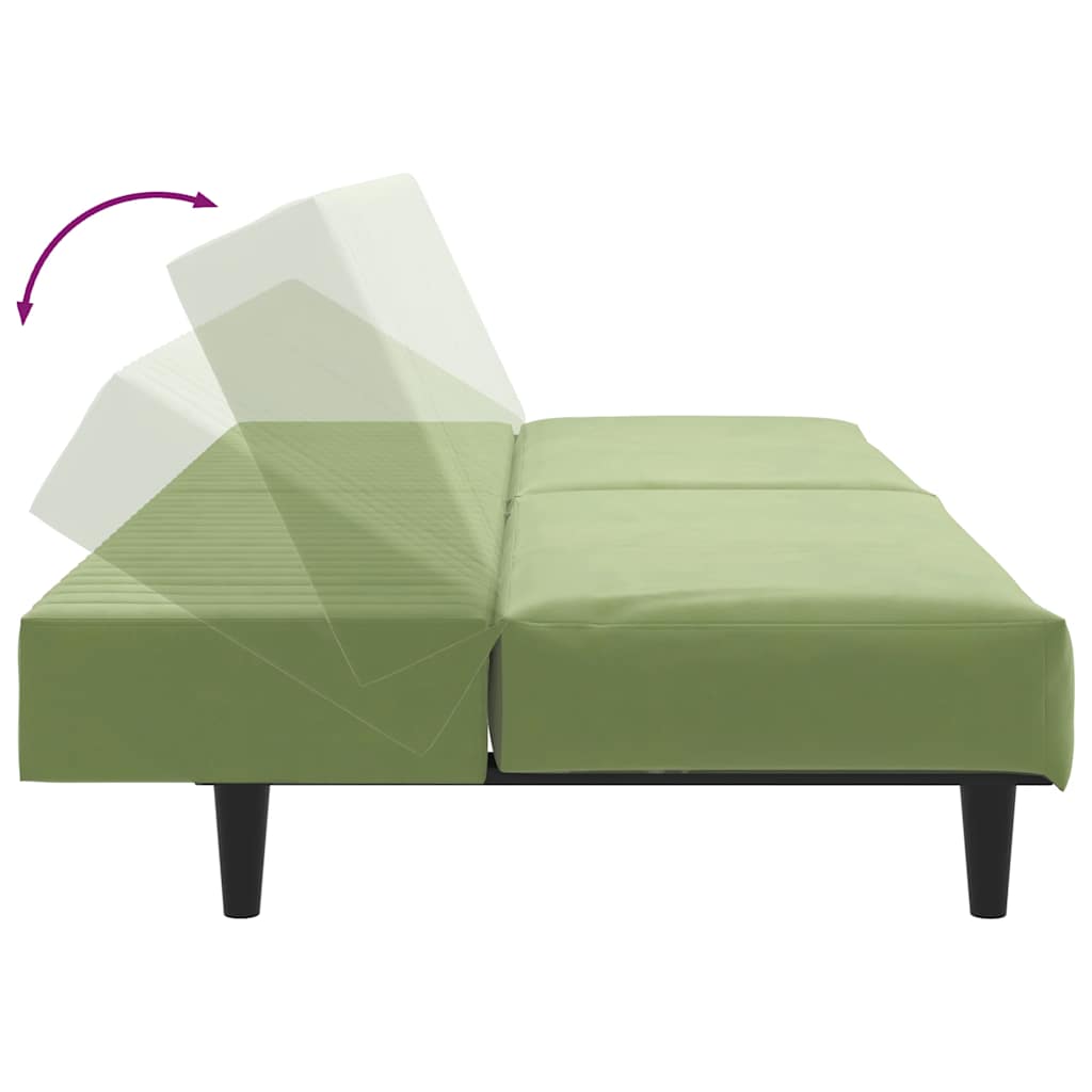 Schlafsofa 2-Sitzer Hellgrün Samt
