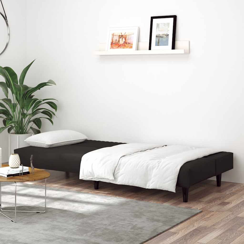 Schlafsofa 2-Sitzer Schwarz Samt