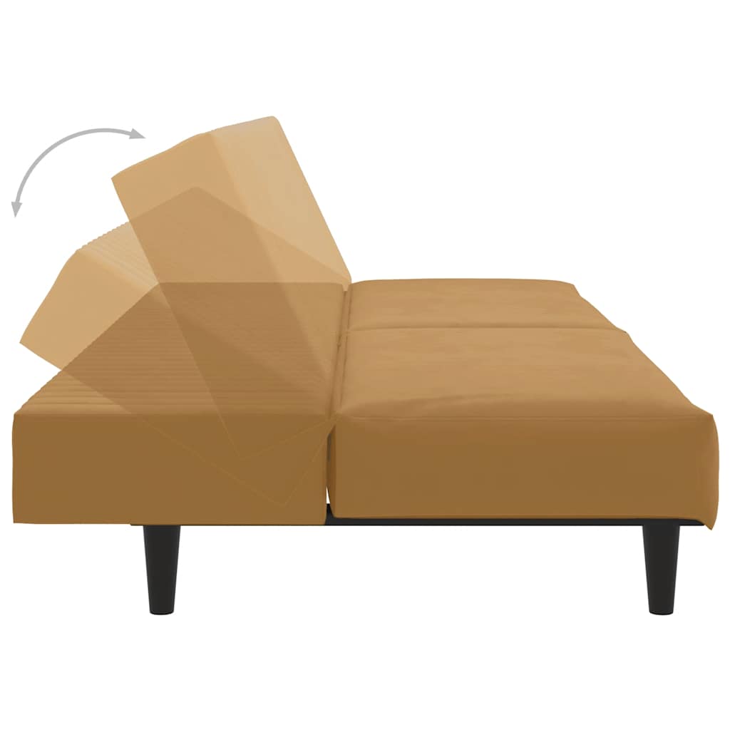 Schlafsofa 2-Sitzer Braun Samt