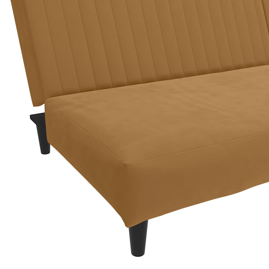 Schlafsofa 2-Sitzer Braun Samt