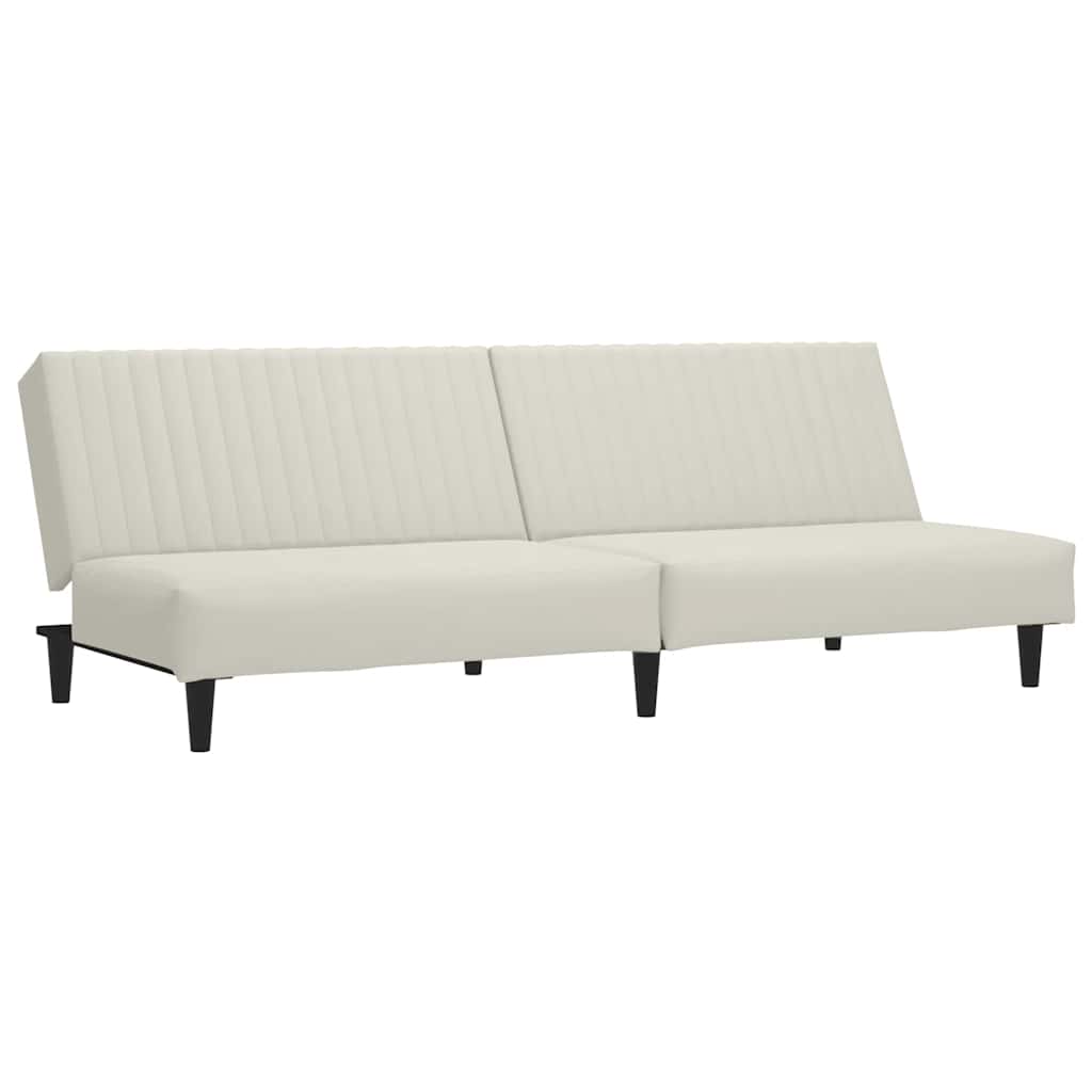 Schlafsofa 2-Sitzer Creme Samt