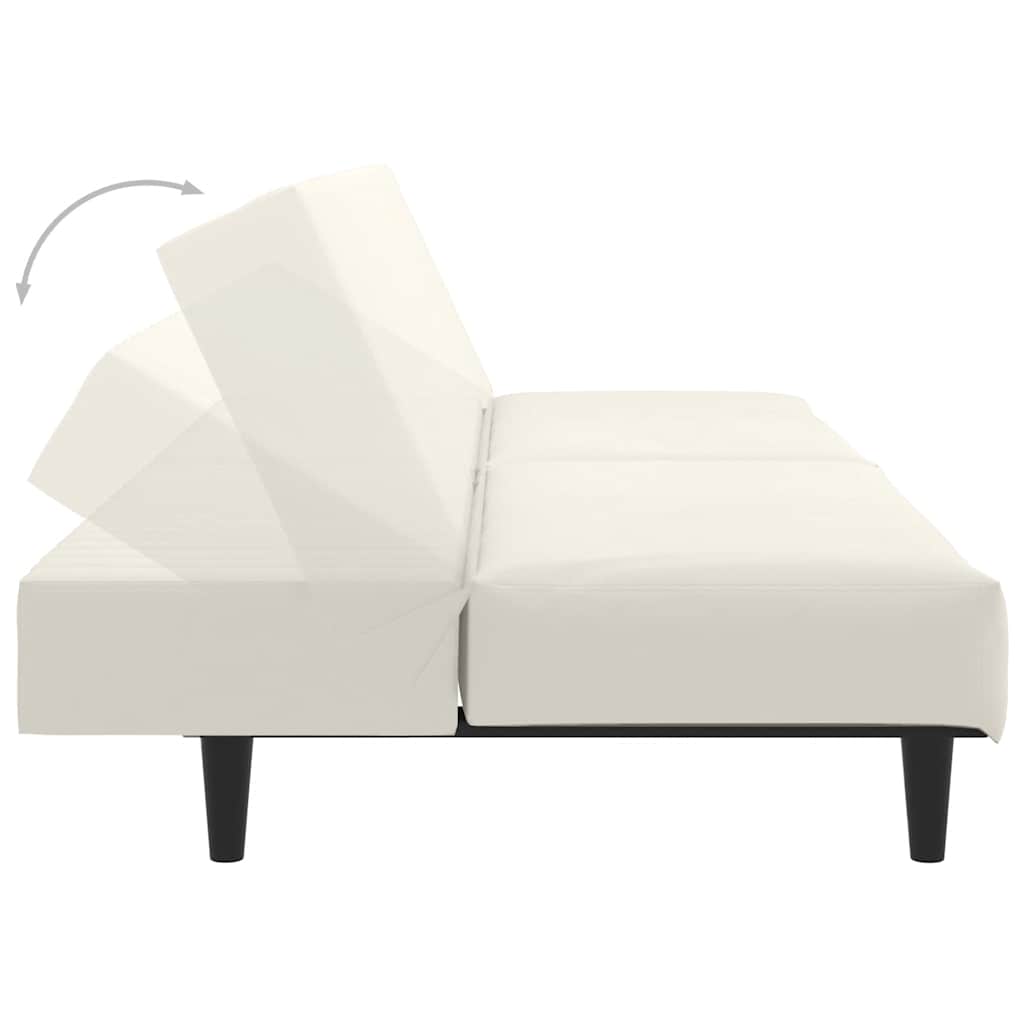 Schlafsofa 2-Sitzer Creme Samt
