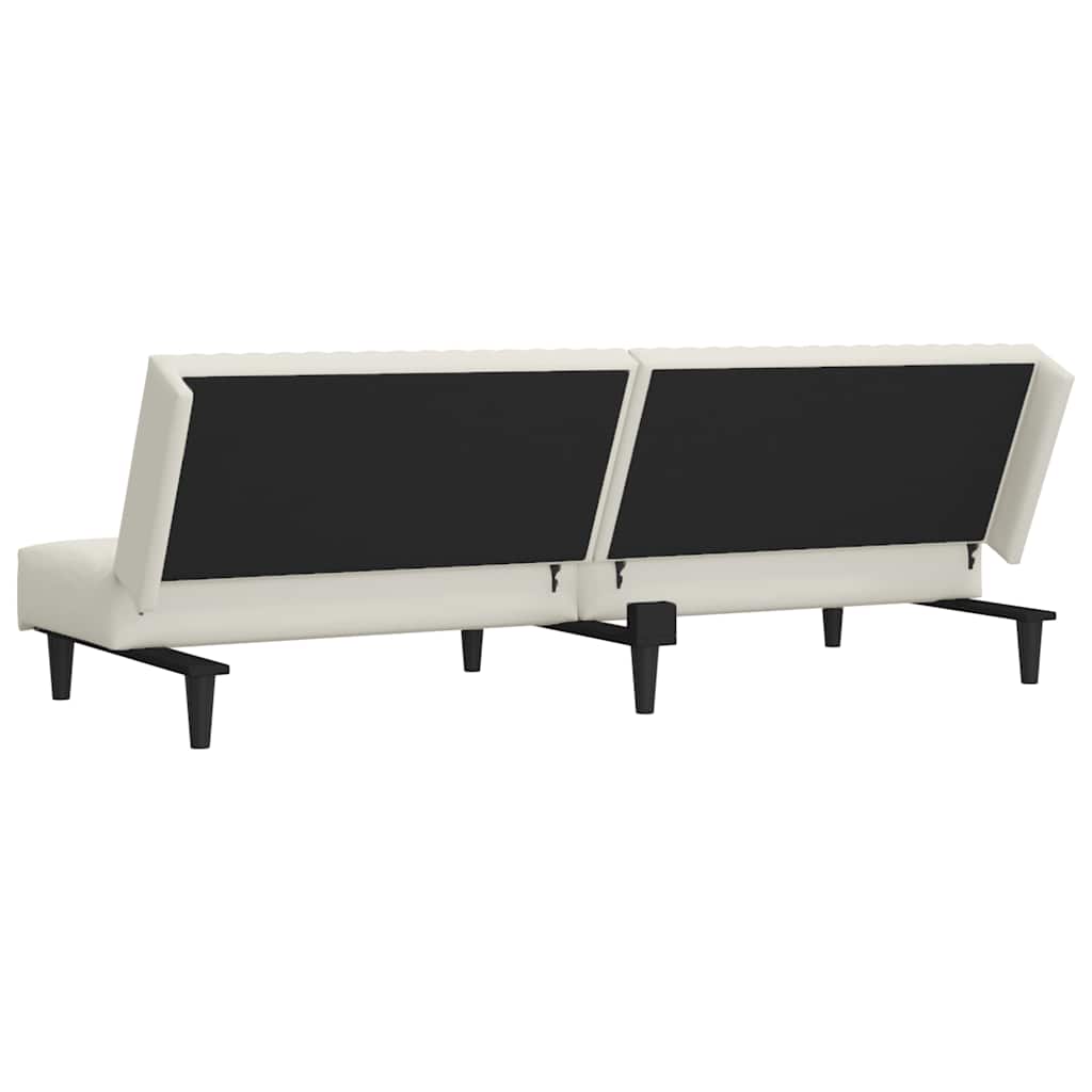 Schlafsofa 2-Sitzer Creme Samt