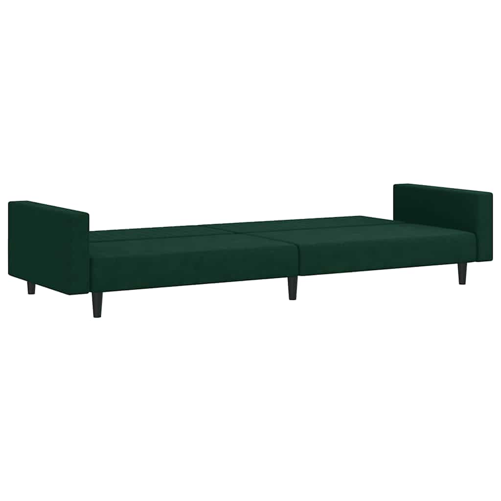 Schlafsofa 2-Sitzer Dunkelgrün Samt