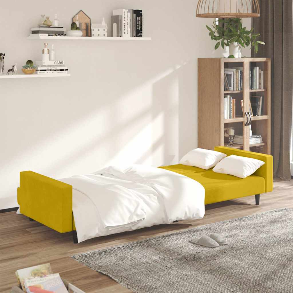 Schlafsofa 2-Sitzer Gelb Samt
