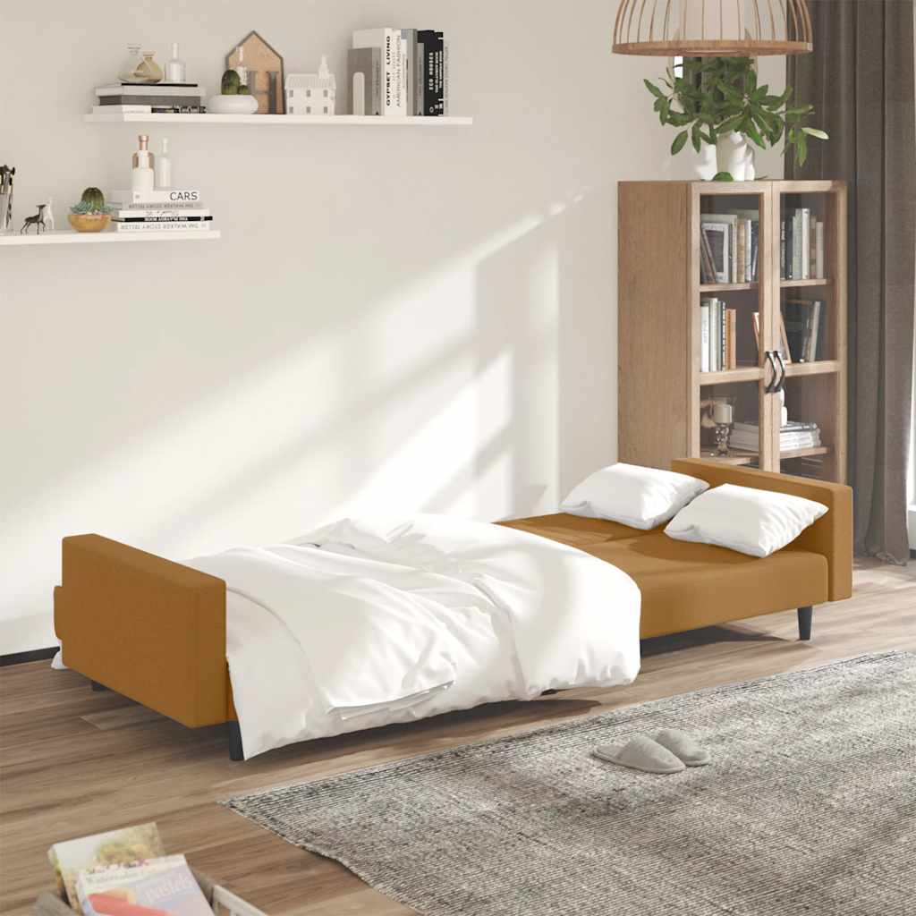 Schlafsofa 2-Sitzer Braun Samt