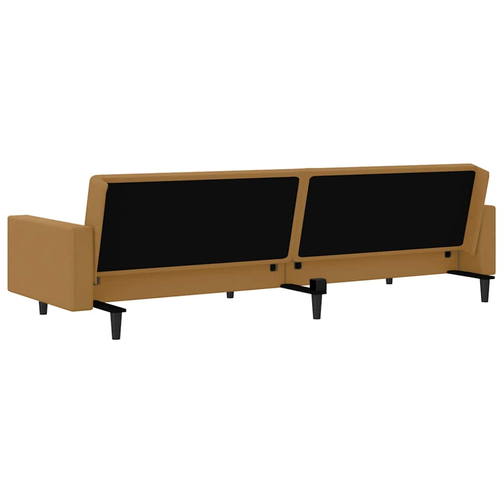 Schlafsofa 2-Sitzer Braun Samt