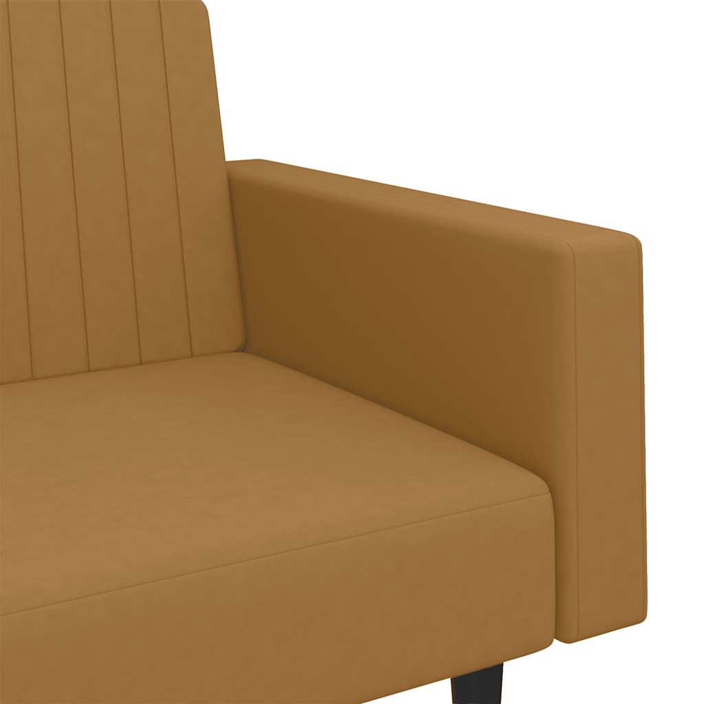 Schlafsofa 2-Sitzer Braun Samt