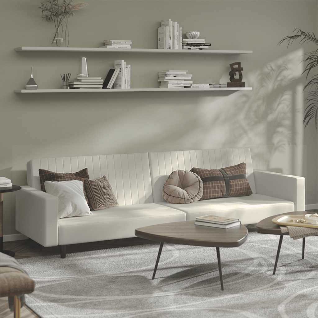 Schlafsofa 2-Sitzer Creme Samt